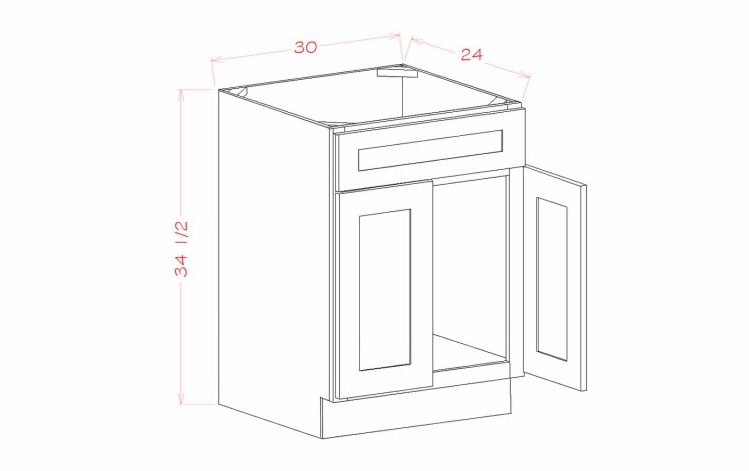 USCD Shaker Black SB30S: Sink Base Cabinet: RTA Kitchen Cabinet