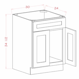 USCD Shaker Black SB30S: Sink Base Cabinet: RTA Kitchen Cabinet