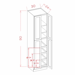USCD Shaker Black U3090244RS: Utility Cabinet - Four Doors: RTA Kitchen Cabinet