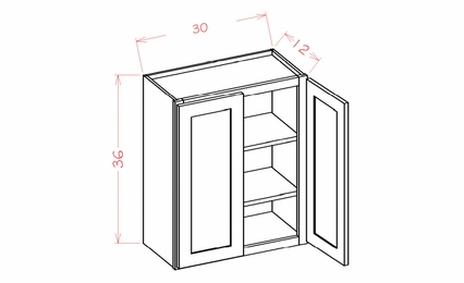 USCD Shaker Black W3036: 36" High Wall Cabinet - Double Door: RTA Kitchen Cabinet