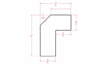 USCD Shaker Cinder ALRM: Angle Light Rail Molding: RTA Kitchen Cabinet