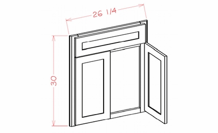 USCD Shaker Cinder DCSF42: Diagonal Sink Front: RTA Kitchen Cabinet