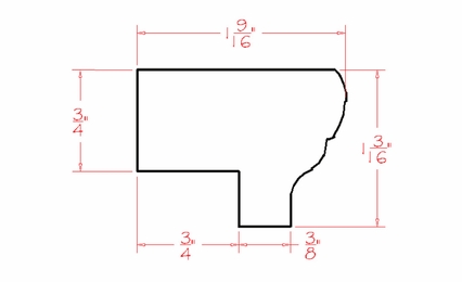 USCD Shaker Cinder LRM: Light Rail Molding: RTA Kitchen Cabinet
