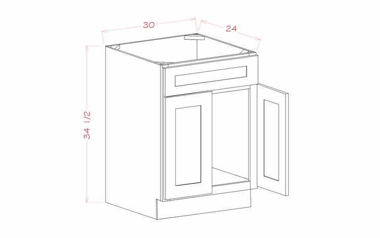 USCD Shaker Cinder SB30S: Sink Base Cabinet: RTA Kitchen Cabinet