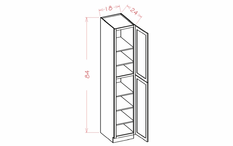 USCD Shaker Cinder U188424: Utility Cabinet - Two Doors: RTA Kitchen Cabinet