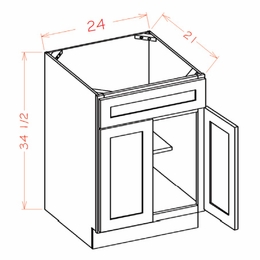 USCD Shaker Cinder VS24: Vanity Sink Base Cabinet: RTA Kitchen Cabinet