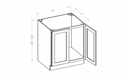 USCD Shaker Cinder VS36FH: Full Height Double Door Vanity Sink Base Cabinet: RTA Kitchen Cabinet