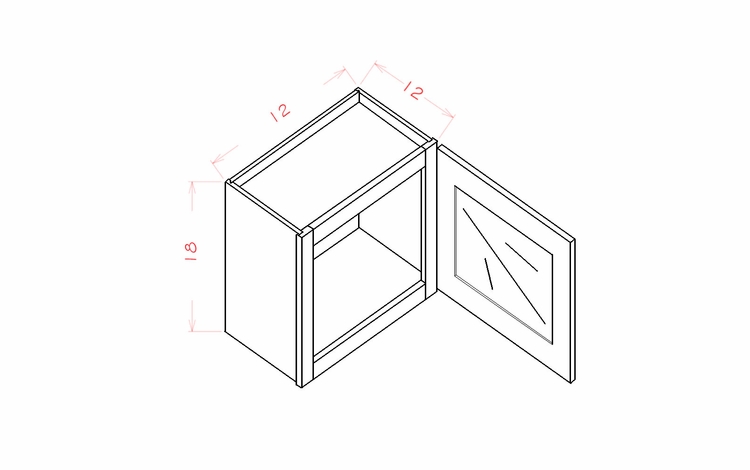 USCD Shaker Cinder W1218GD: Single Door Glass Door Wall Stacker Cabinet: RTA Kitchen Cabinet