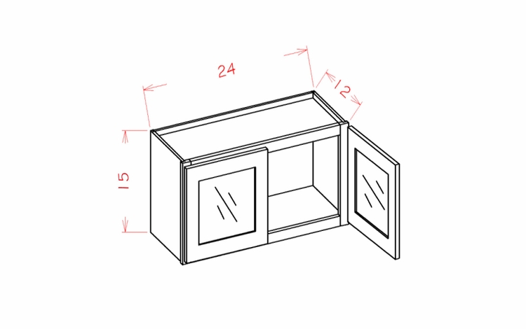 USCD Shaker Cinder W2415GD: Double Door Glass Door Wall Stacker Cabinet: RTA Kitchen Cabinet