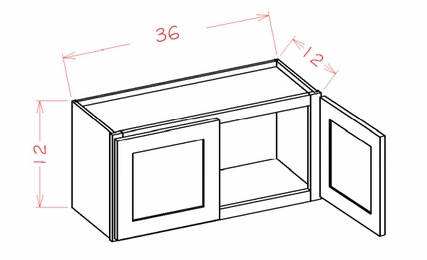 USCD Shaker Cinder W3612: Bridge Cabinet 12" High: RTA Kitchen Cabinet