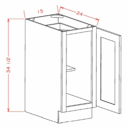 USCD Shaker Dove B15FH: Full Height Single Door Base Cabinet: RTA Kitchen Cabinet