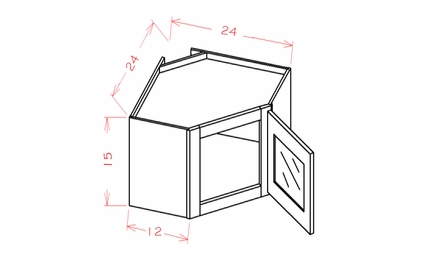 USCD Shaker Dove DCW2415GD: Glass Door Diagonal Corner Stacker Cabinet: RTA Kitchen Cabinet