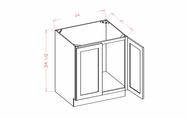 USCD Shaker Dove VS24FH: Full Height Double Door Vanity Sink Base Cabinet: RTA Kitchen Cabinet