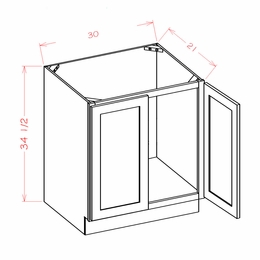 USCD Shaker Dove VS30FH: Full Height Double Door Vanity Sink Base Cabinet: RTA Kitchen Cabinet