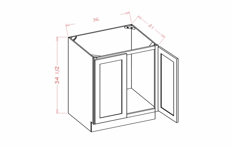 USCD Shaker Dove VS36FH: Full Height Double Door Vanity Sink Base Cabinet: RTA Kitchen Cabinet
