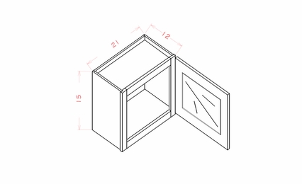 USCD Shaker Dove W2115GD: Single Door Glass Door Wall Stacker Cabinet: RTA Kitchen Cabinet