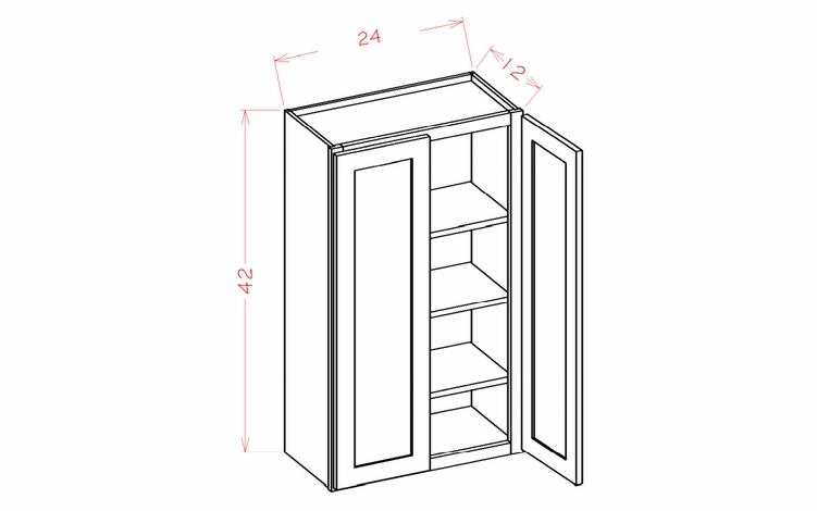 USCD Shaker Dove W2442: 42" High Wall Cabinet - Double Door: RTA Kitchen Cabinet