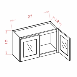 USCD Shaker Dove W2718GD: Double Door Glass Door Wall Stacker Cabinet: RTA Kitchen Cabinet