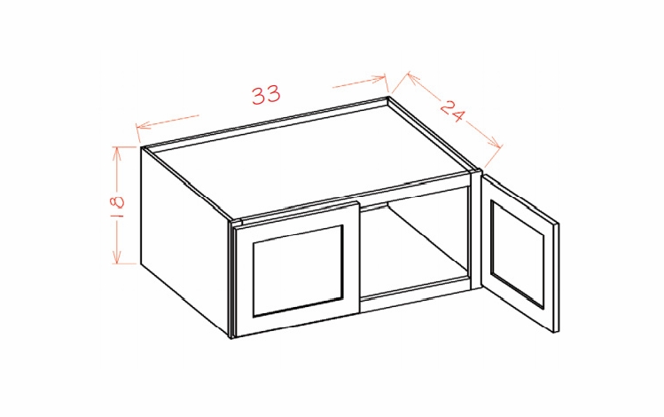 USCD Shaker Dove W331824: Wall Refrigerator Cabinet 18" High (24" Deep): RTA Kitchen Cabinet