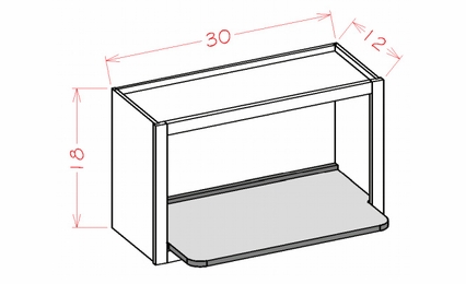 USCD Shaker Dove WMSSHELF: Wall Open Cabinet Microwave Shelf Insert: RTA Kitchen Cabinet