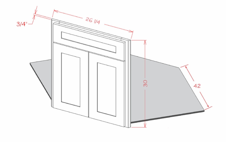 USCD Shaker Grey DCFF42: Diagonal Corner Sink Kit: RTA Kitchen Cabinet