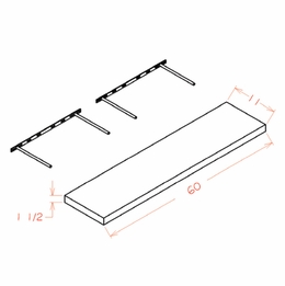 USCD Shaker Grey FS60: Floating Shelf: RTA Kitchen Cabinet