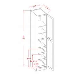 USCD Shaker Grey U1884244RS: Utility Cabinet - Two Doors: RTA Kitchen Cabinet