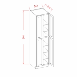 USCD Shaker Grey U308424: Four Door Utility Rollout Shelf Cabinet: RTA Kitchen Cabinet