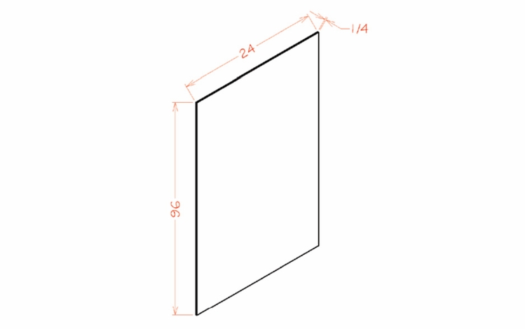 USCD Shaker Grey USV2496: Tall Skin Panel: RTA Kitchen Cabinet