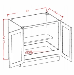 USCD Shaker Ivy B33FH1RS: Double Full Height Door, One Rollout Shelf Base Cabinet: RTA Kitchen Cabinets
