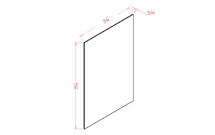 USCD Shaker Ivy S3696: 36"W Finished Shelf Board: RTA Kitchen Cabinets