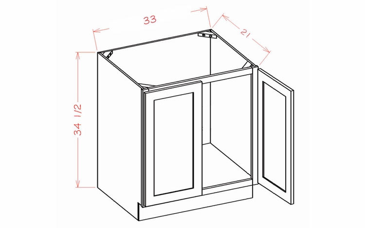 USCD Shaker Ivy VS33FH: Full Height Vanity Sink Base Cabinet: RTA Kitchen Cabinets