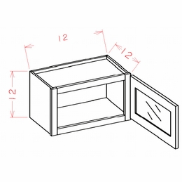 USCD Shaker Ivy W1212GD: Single Door Prepped for Glass Stacker Wall Cabinet: RTA Kitchen Cabinets