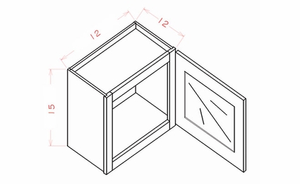 USCD Shaker Ivy W1215GD: Single Door Prepped for Glass Stacker Wall Cabinet: RTA Kitchen Cabinets
