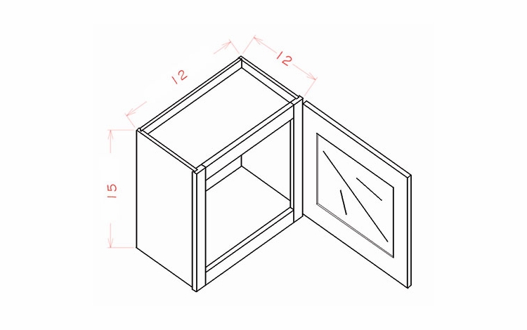 USCD Shaker Ivy W1215GD: Single Door Prepped for Glass Stacker Wall Cabinet: RTA Kitchen Cabinets