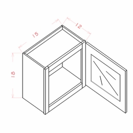 USCD Shaker Ivy W1518GD: Single Door Prepped for Glass Stacker Wall Cabinet: RTA Kitchen Cabinets