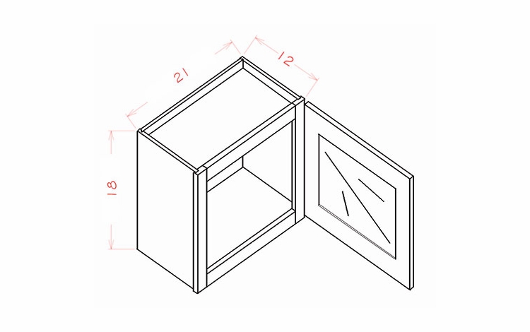 USCD Shaker Ivy W2118GD: Single Door Prepped for Glass Stacker Wall Cabinet: RTA Kitchen Cabinets