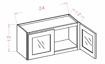 USCD Shaker Ivy W2412GD: Double Door Prepped for Glass Stacker Wall Cabinet: RTA Kitchen Cabinets