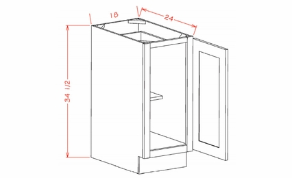 USCD Shaker Navy B18FH: Full Height Single Door Base Cabinet: RTA Kitchen Cabinet