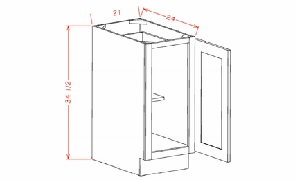 USCD Shaker Navy B21FH: Full Height Single Door Base Cabinet: RTA Kitchen Cabinet