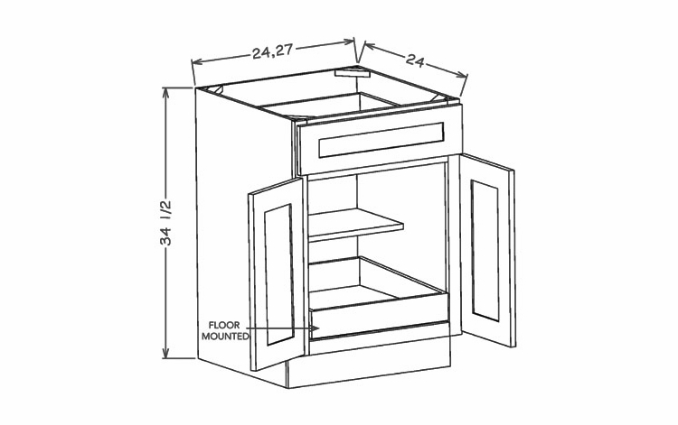 USCD Shaker Navy B30S1RS: Double Door Single Drawer With One Rollout Shelf Base Cabinet: RTA Kitchen Cabinet