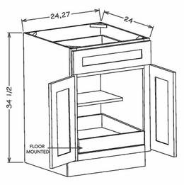 USCD Shaker Navy B30S1RS: Double Door Single Drawer With One Rollout Shelf Base Cabinet: RTA Kitchen Cabinet
