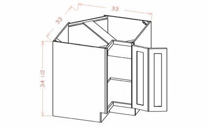 USCD Shaker Navy BER33: Base Easy Reach Cabinet: RTA Kitchen Cabinets