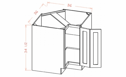 USCD Shaker Navy BER36: BER36: Base Easy Reach Cabinet: RTA Kitchen Cabinets