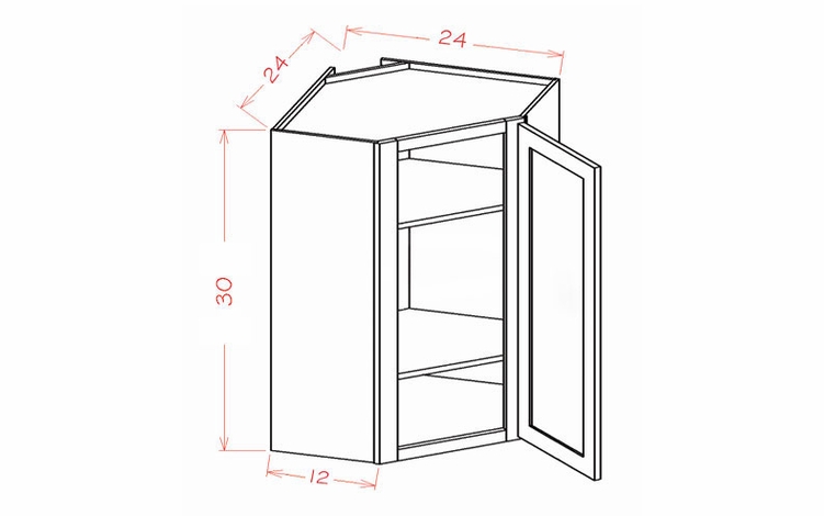 USCD Shaker Navy DCW2430: Diagonal Corner Wall Cabinet: RTA Kitchen Cabinet