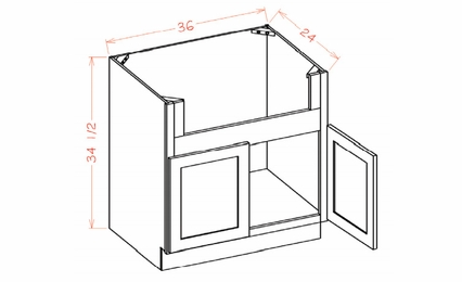 USCD Shaker Navy FSB36: Farm Sink Base Cabinet: RTA Kitchen Cabinet