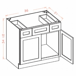 USCD Shaker Navy VSD36: Vanity Combo Base: RTA Kitchen Cabinet