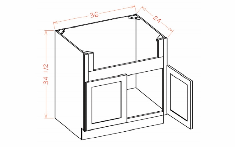 USCD Shaker White FSB36: Farm Sink Base Cabinet: RTA Kitchen Cabinet