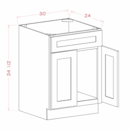USCD Shaker White SB30S: Sink Base Cabinet: RTA Kitchen Cabinet