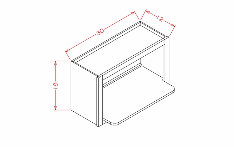 USCD Shaker White WMS3018: Wall Microwave Shelf Cabinet: RTA Kitchen Cabinet